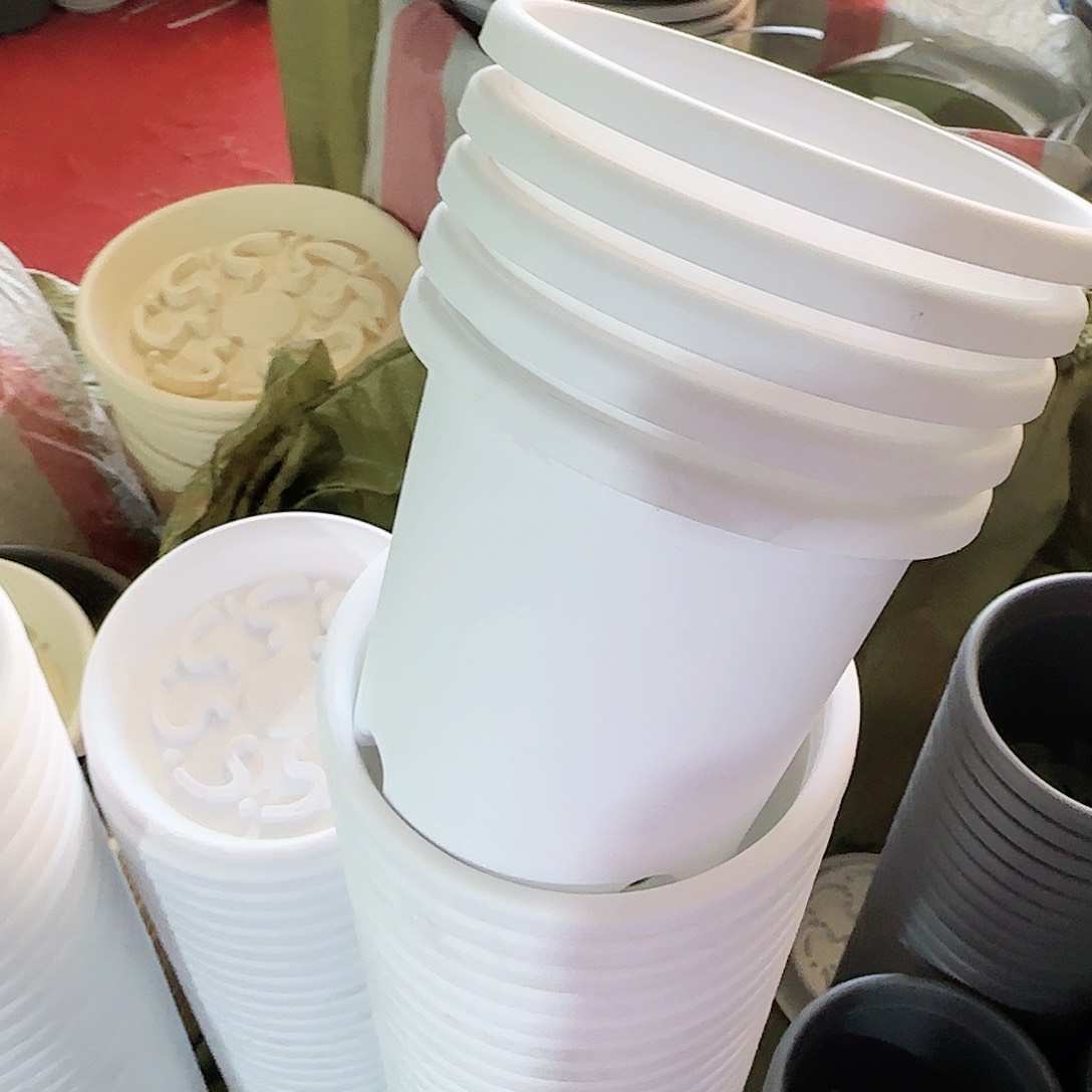 树脂四季盆2#无拖纯白6