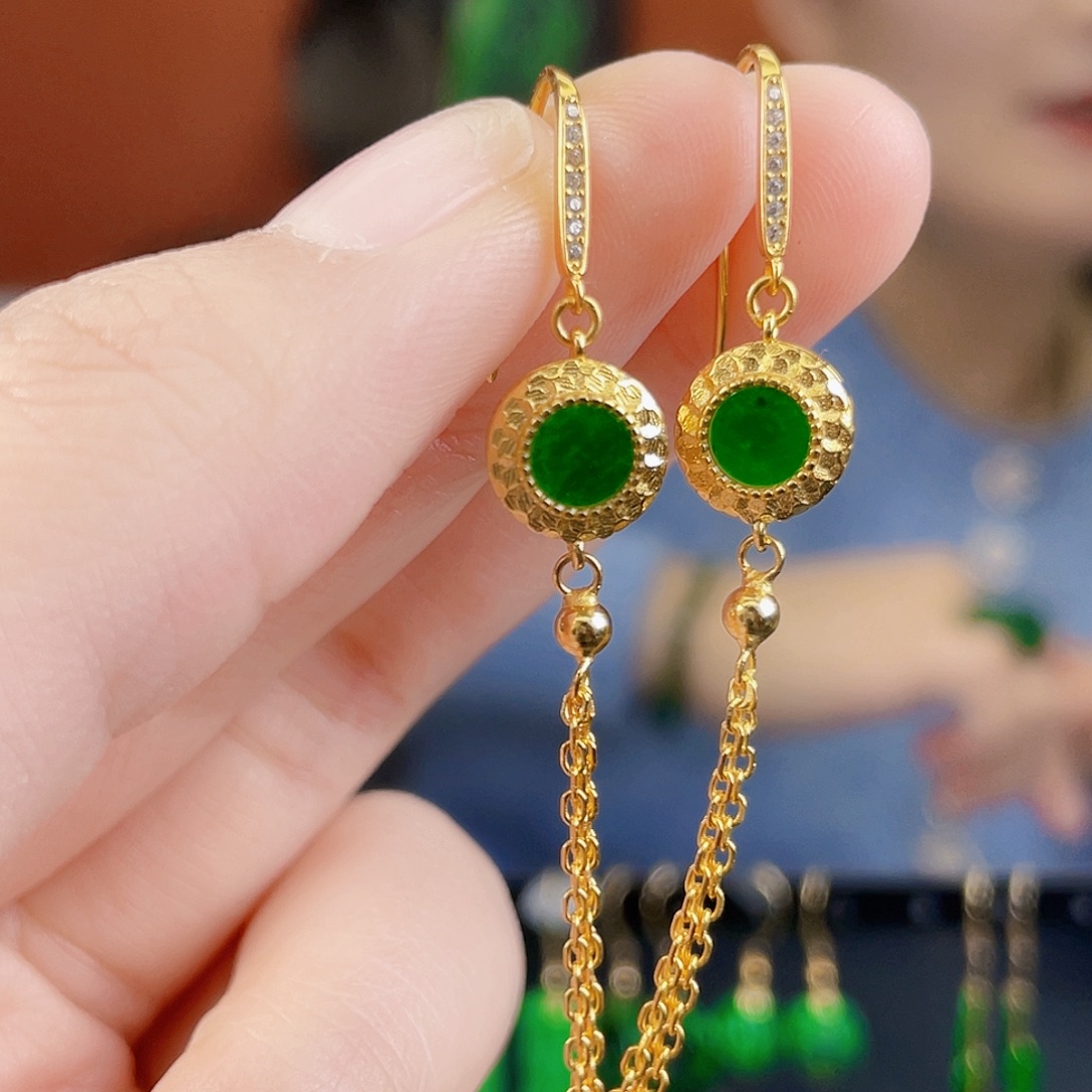 翡翠银S925镶嵌耳饰