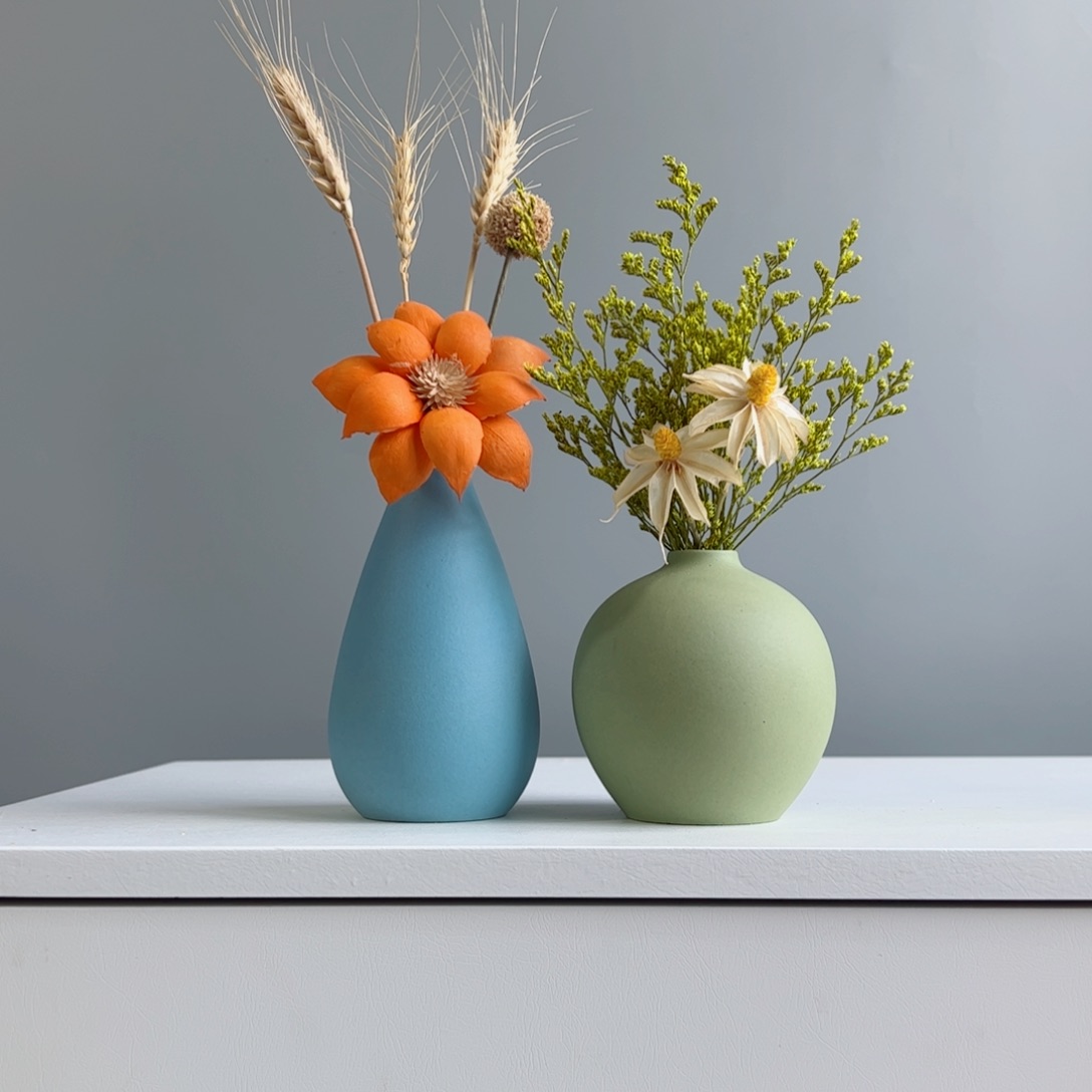 摆件陶瓷小花瓶摆件含花总高约20-30cm
