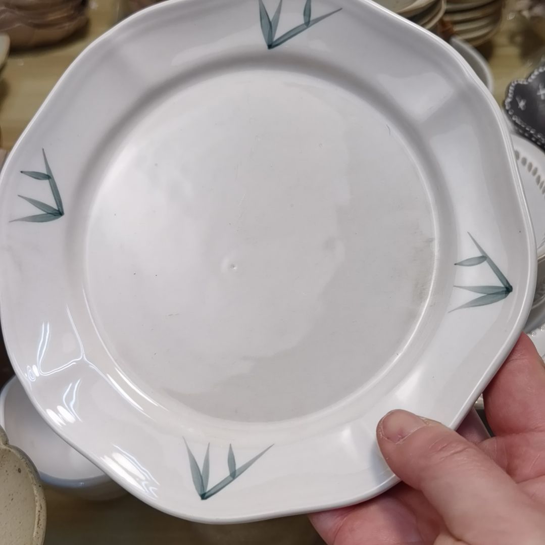 瓷片微瑕竹子系列八寸浅盘三个一组