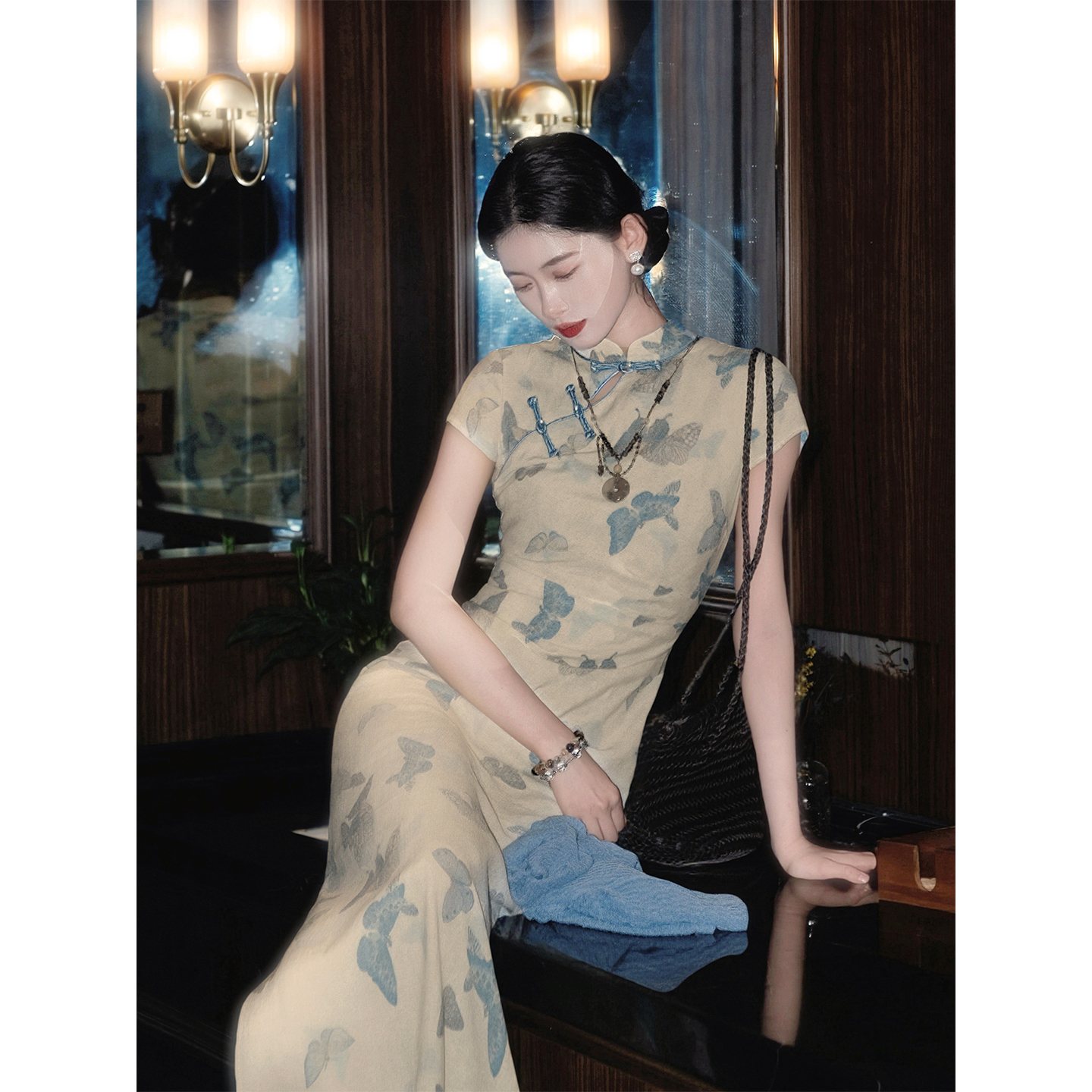 凌茜恣禾【清荷】国风新中式温婉优雅大气修身收腰显瘦旗袍连衣裙