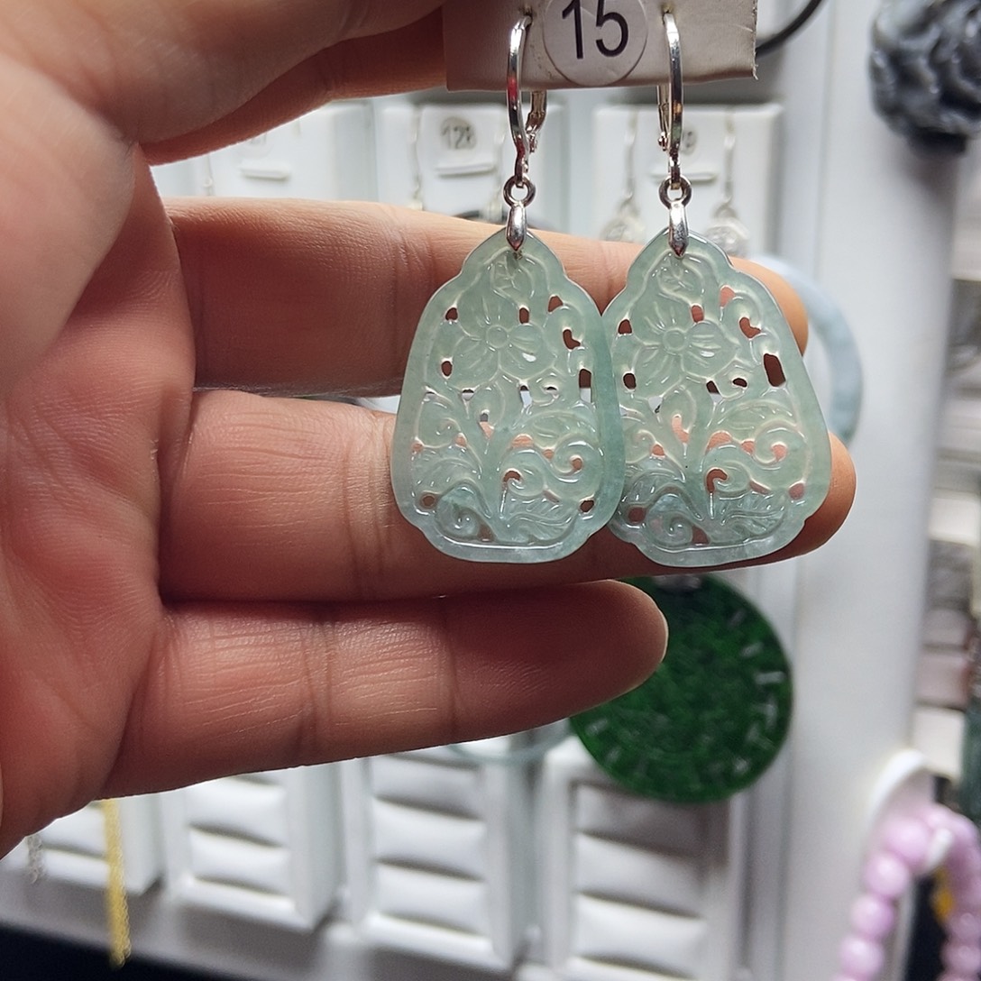 翡翠银S925镶嵌耳饰品质珠宝