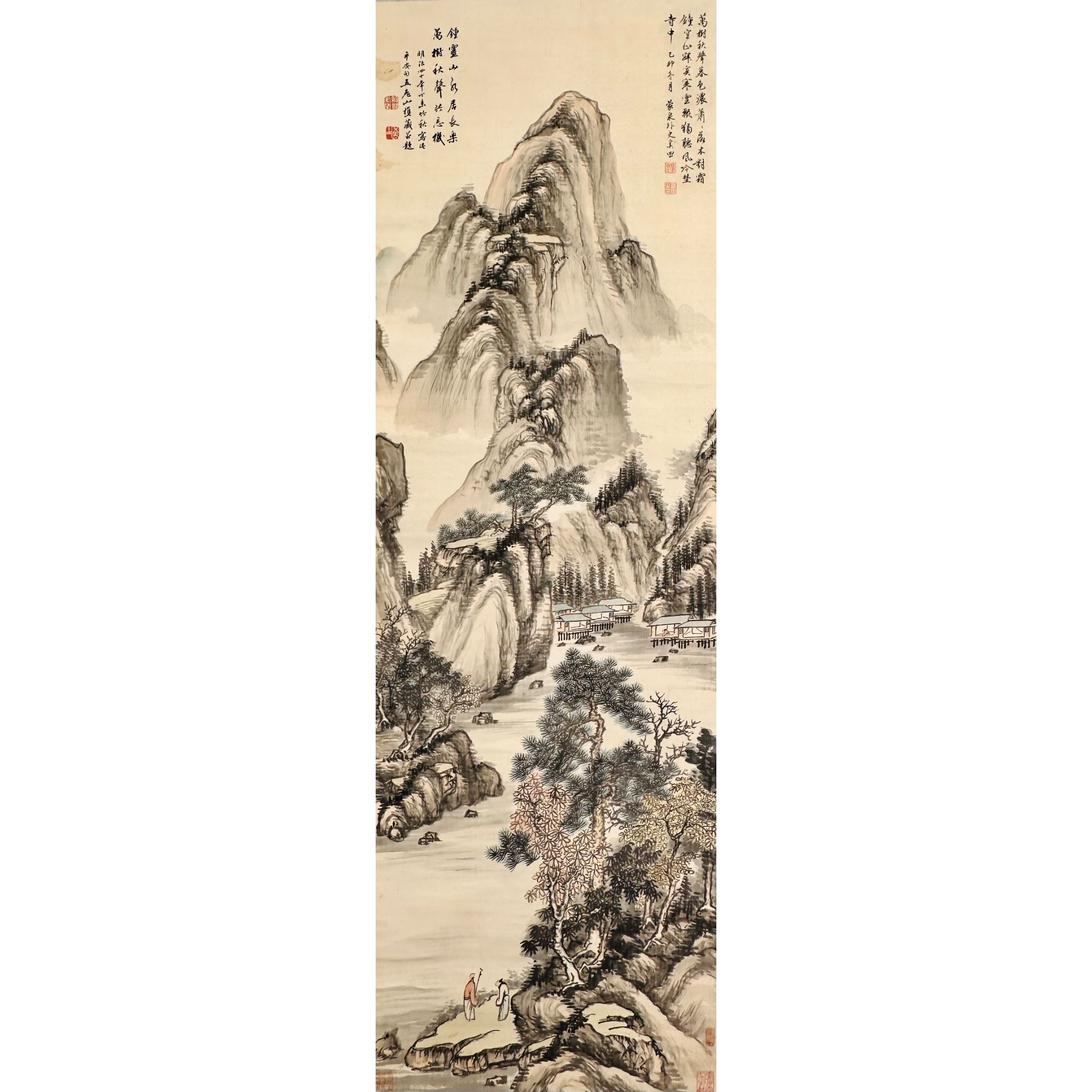 奚冈 1795年作 秋山雅居 绢本立轴 154×48.5cm
