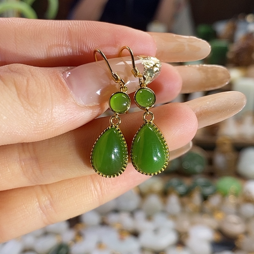 【闪购商品】和田玉耳钩银S925镶嵌