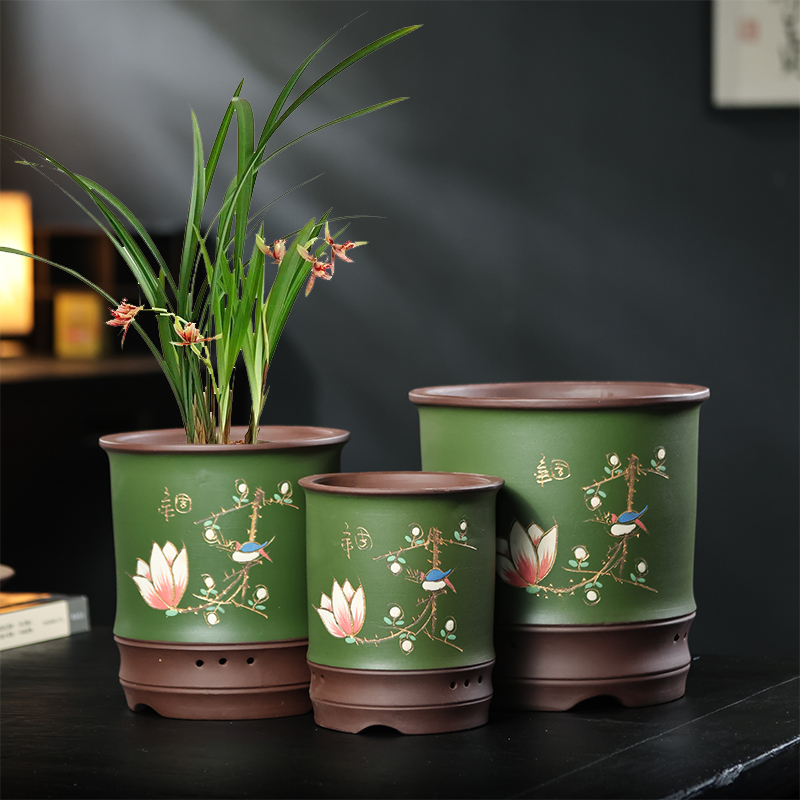宜兴紫砂花盆兰花盆君子兰花盆玫瑰月季三角梅墨兰建兰专用花盆