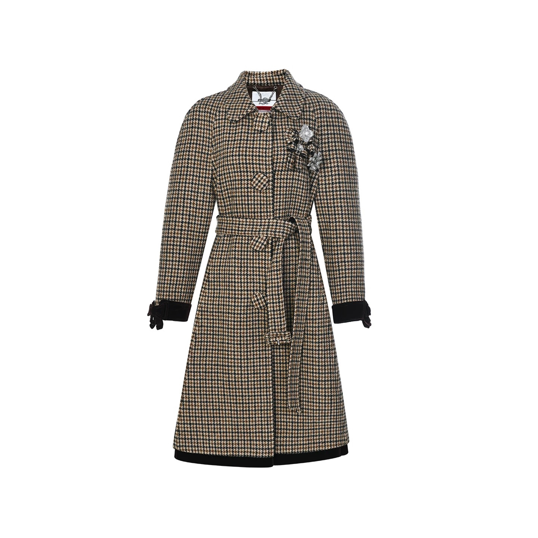 LeFame/拉飞姆2025冬季新款格纹千鸟格大衣LF25D31SY121