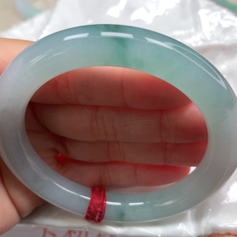 【闪购商品】翡翠手镯（圆镯）未镶嵌冰胶飘花美人条手镯5556圈26号