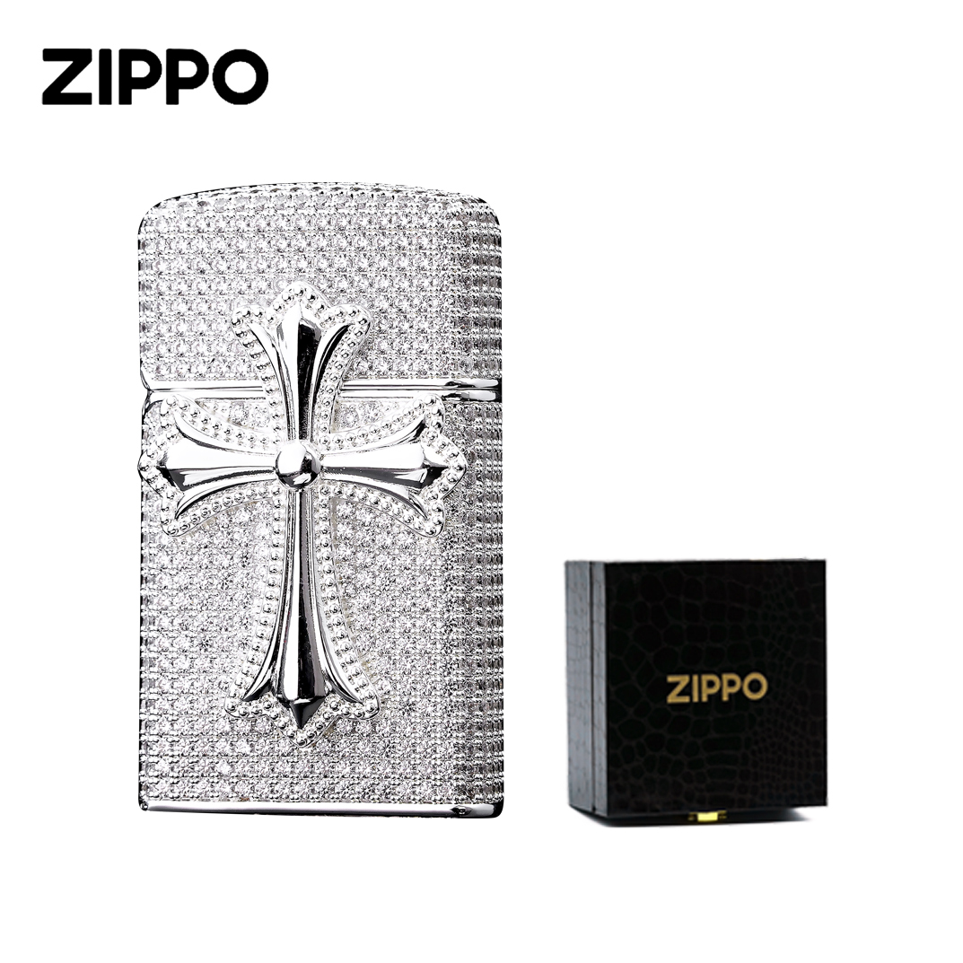 ZIPPO/之宝打火机/纤巧满钻克罗心礼盒个性情侣收藏DYJ1