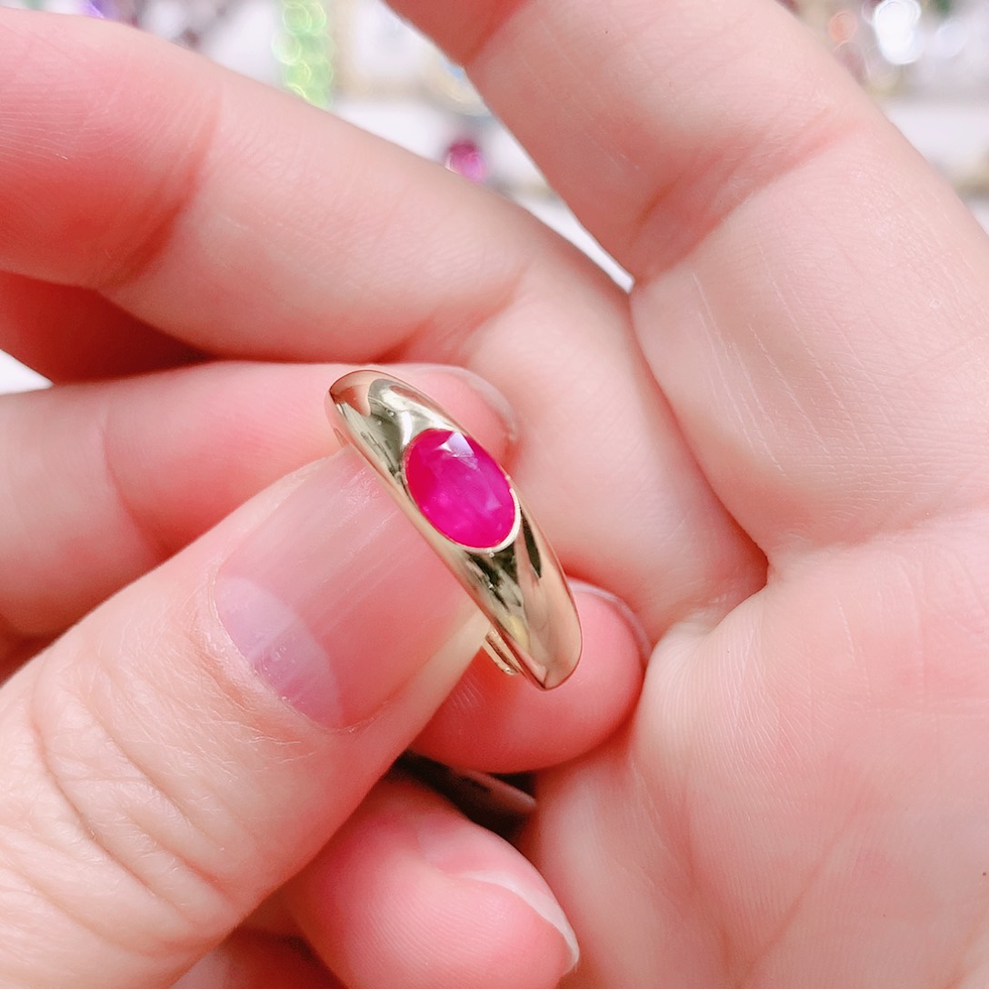 红宝石戒指银S925镶嵌