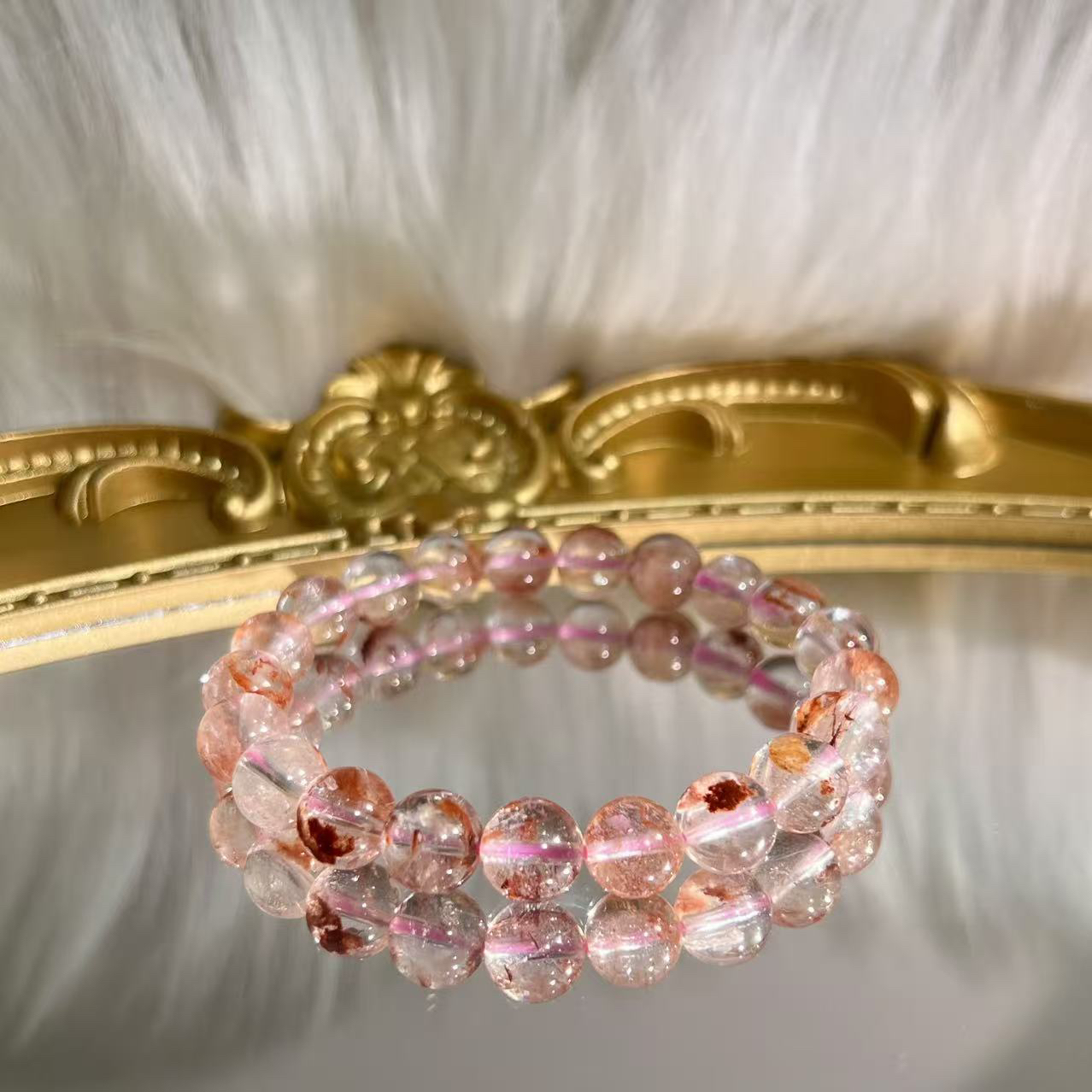 天然高品质透体芬达胶花单圈手串- A208多样性发其一