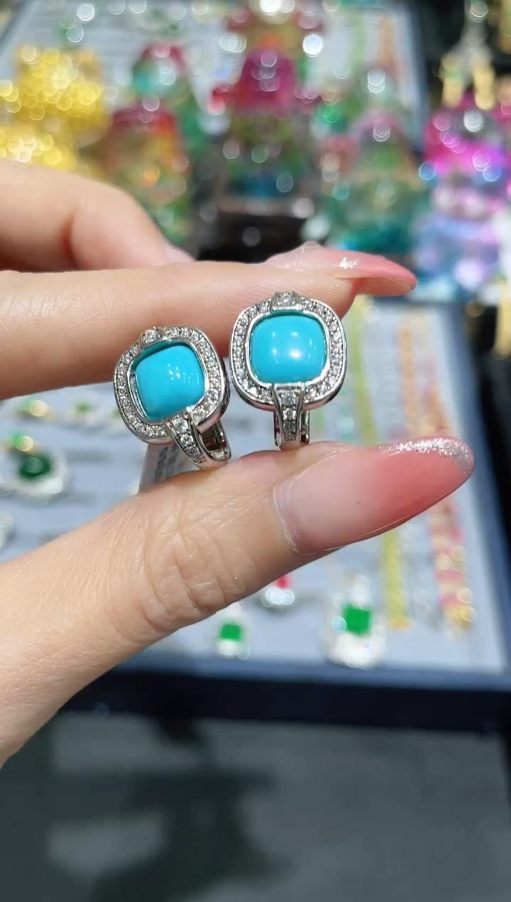 S925镶嵌绿松石耳饰