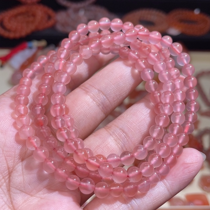 南红玛瑙冰粉多圈5+未镶嵌986