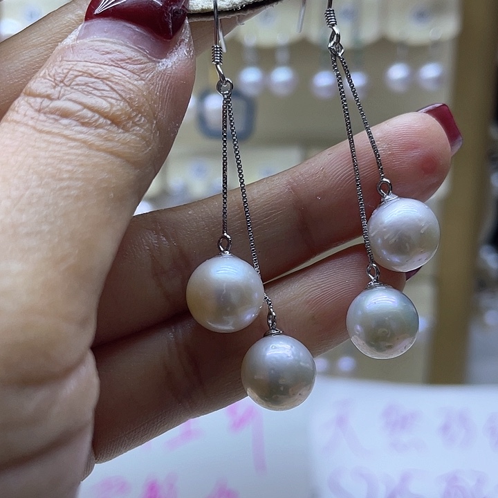 淡水珍珠耳饰银S925镶嵌