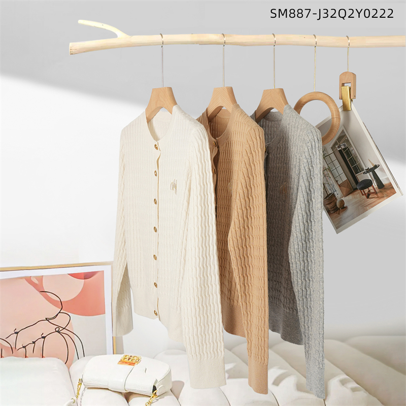 女士羊绒衫 时尚圆领开衫打底衫SM887-J32Q2Y0222