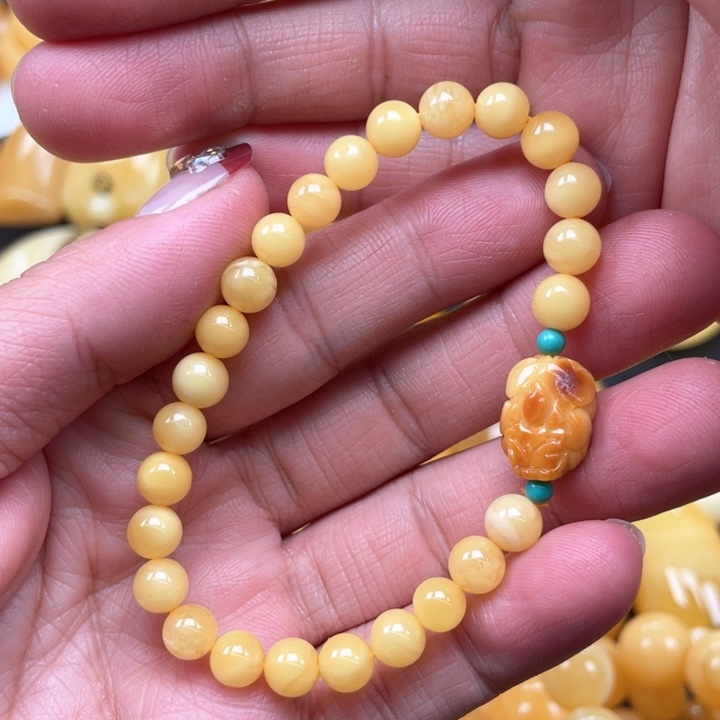 蜜蜡裸石未镶嵌蜜蜡手串