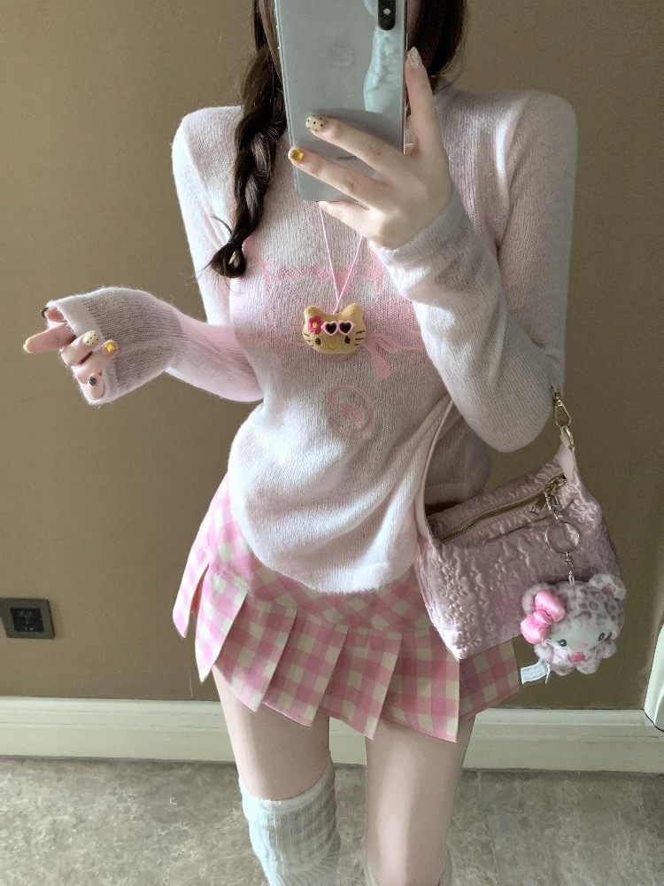 【小猪發財】显瘦针织辣妹小众四季不规则修身设计感高腰百搭打底