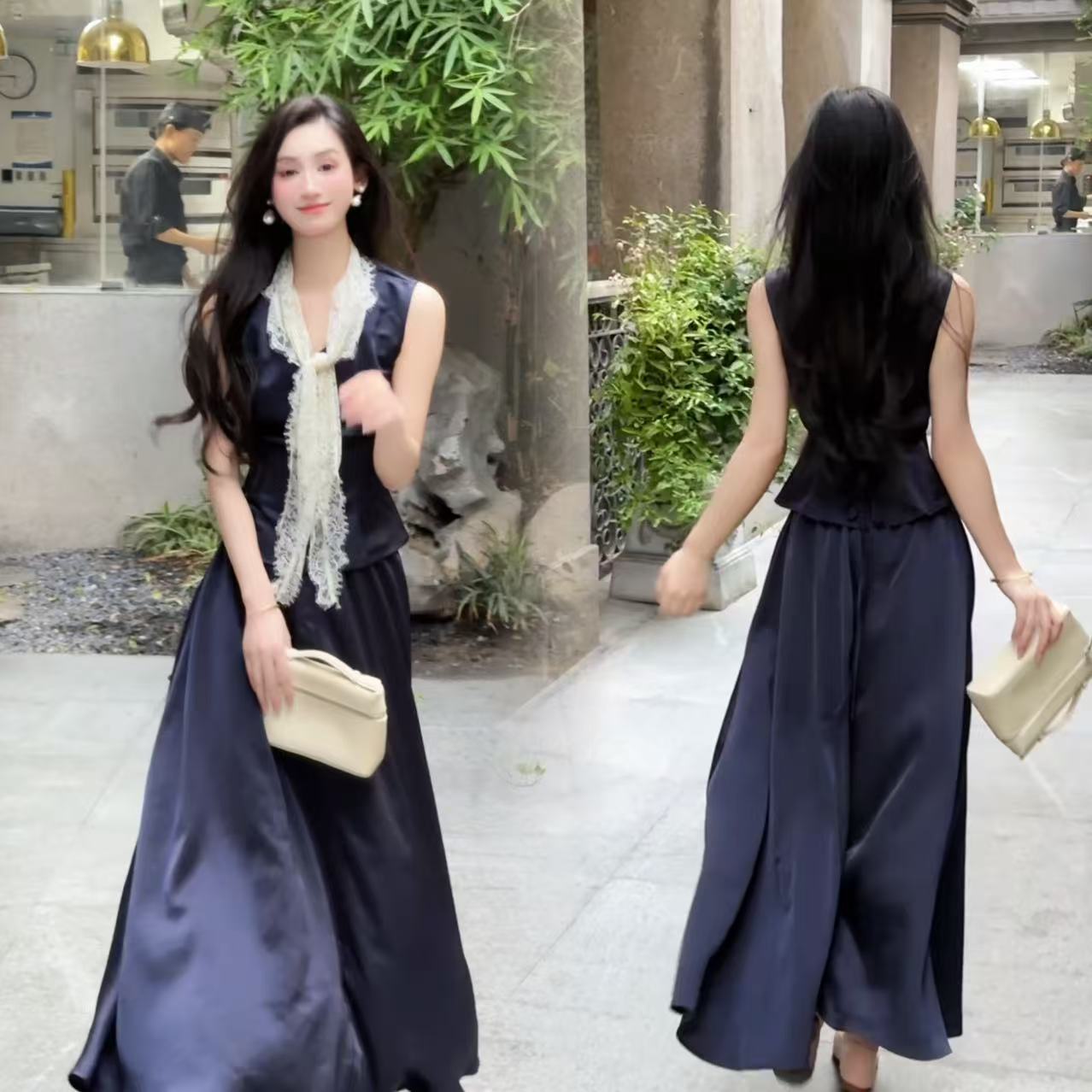 JCC【亭亭玉立】法式轻奢优雅名媛重工气质小众小个子显瘦连衣裙