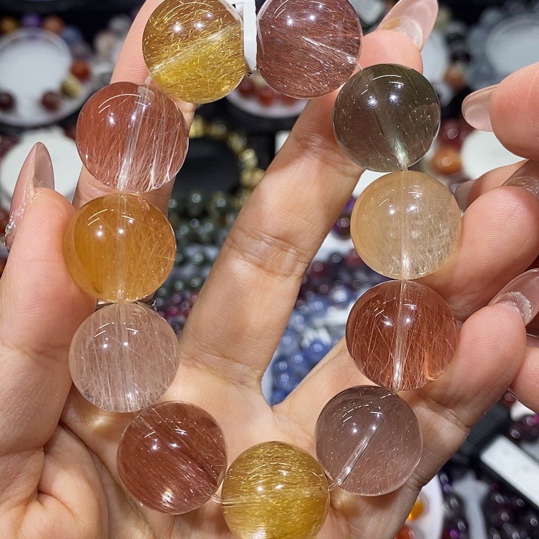 未镶嵌水晶手串冰糖彩兔毛18