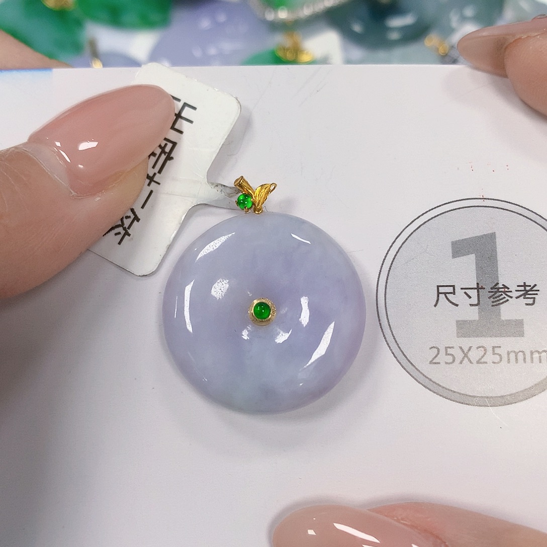 翡翠18K金镶嵌颈饰天然翡翠a货 百元以上9米证书费自理