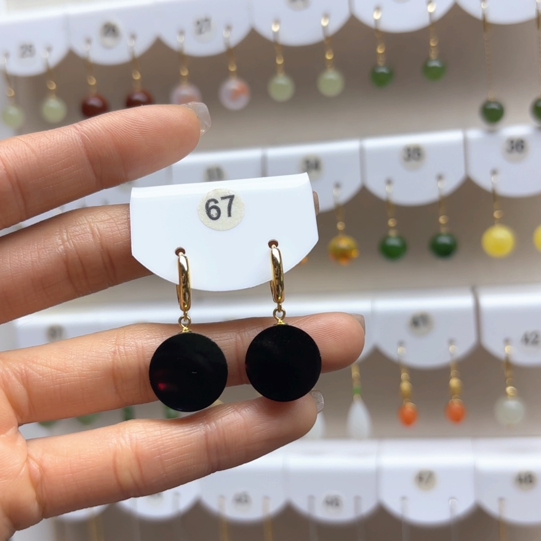 和田玉耳饰银S925镶嵌2