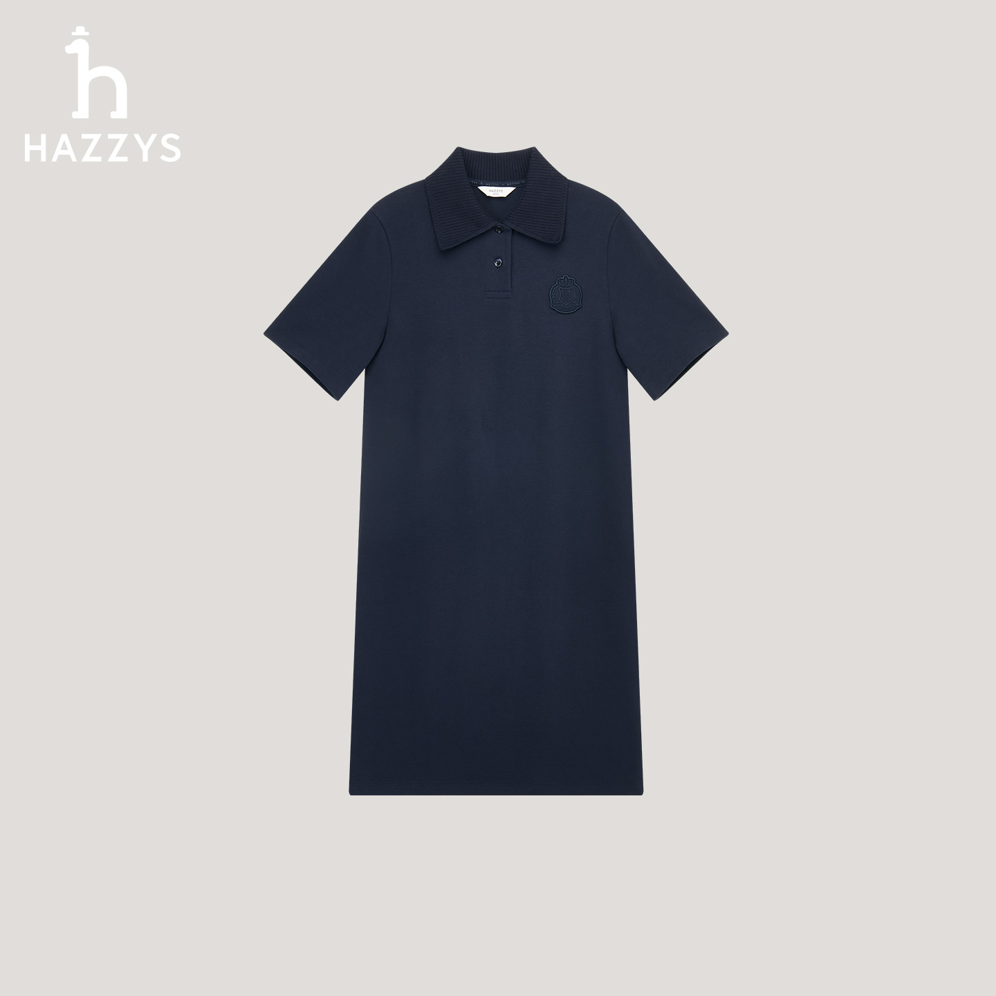 【商场同款】HAZZYS哈吉斯女士短袖针织连衣裙休闲通勤polo裙女裙子
