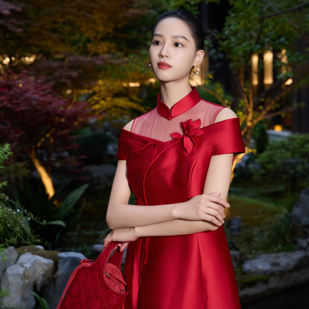 朱紫褕170611酒红色礼服婚礼新娘礼服时尚潮流