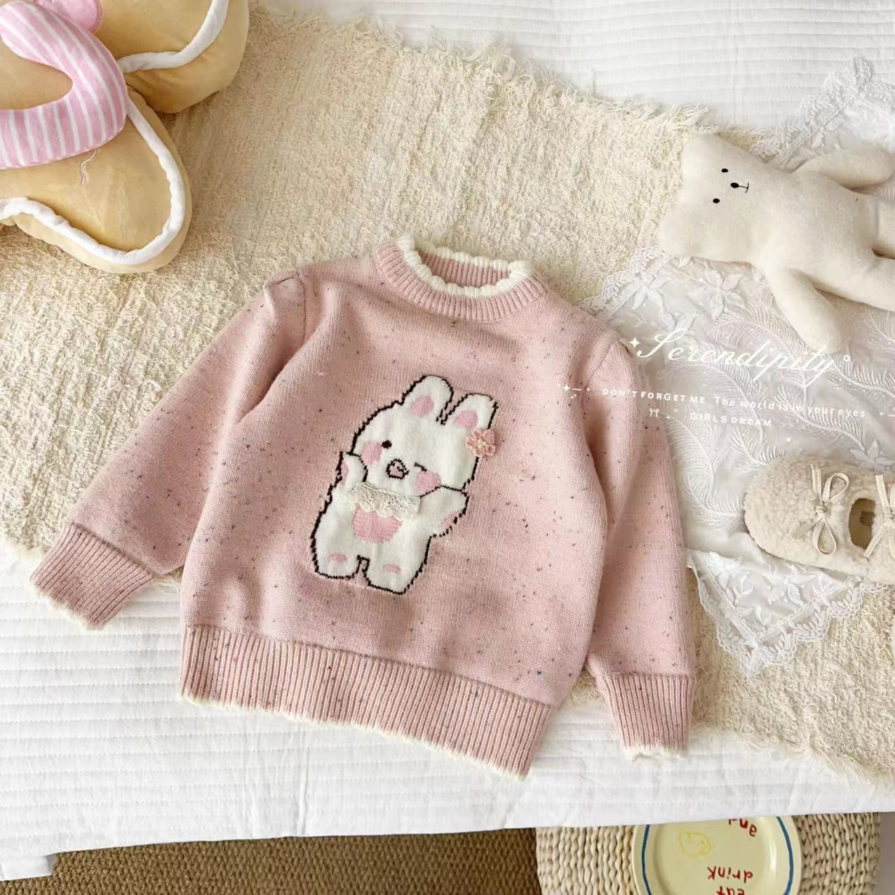 GP汤圆童装【起司萌兔】冬季韩系点纱提花小兔毛衣（年货）YA-3594