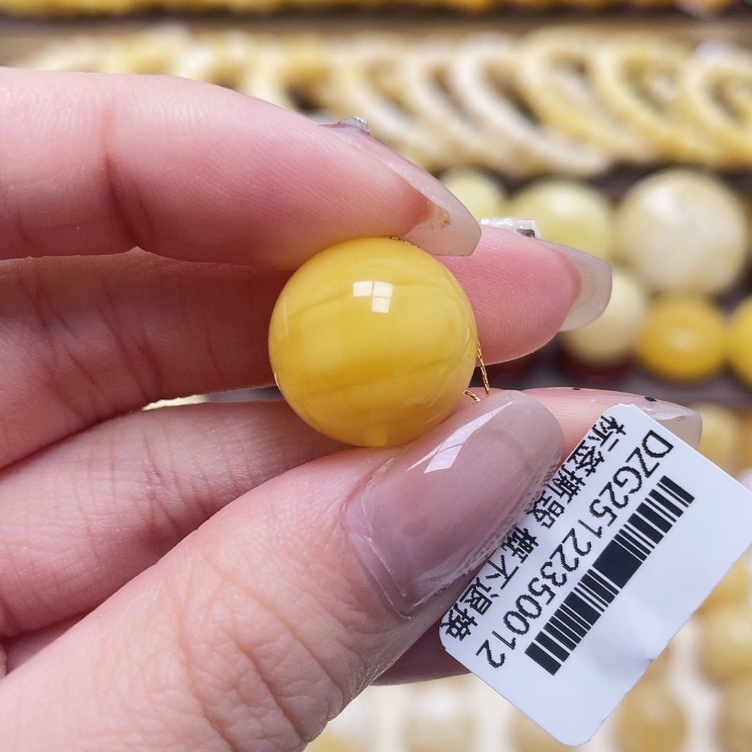 琥珀未镶嵌裸石16.3mm圆珠