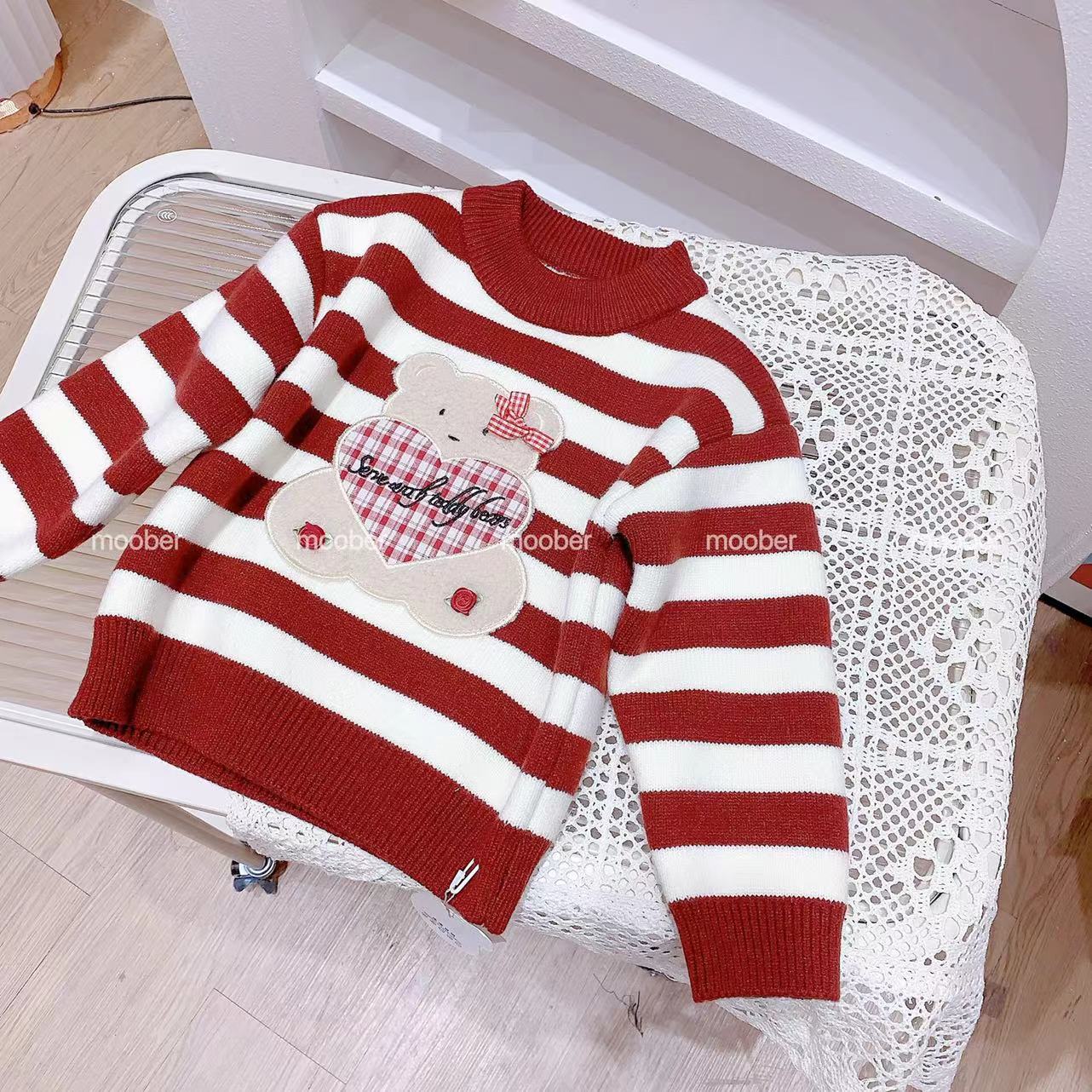 【现货】女童红色卡通一体绒毛衣（XMX-629-冬A）汉服