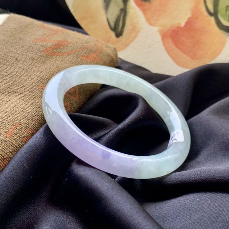 春彩圆条翡翠手镯圈口5152编号4228