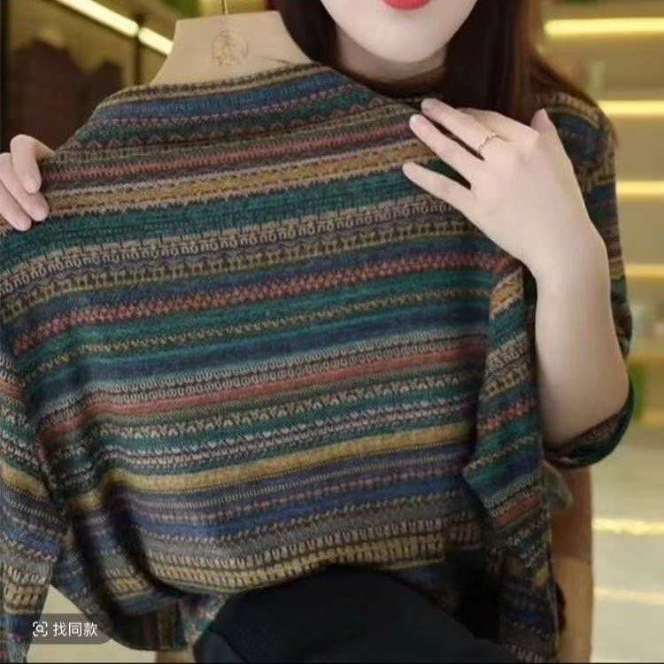 153 秋冬季条纹休闲时尚绒衫-DZ