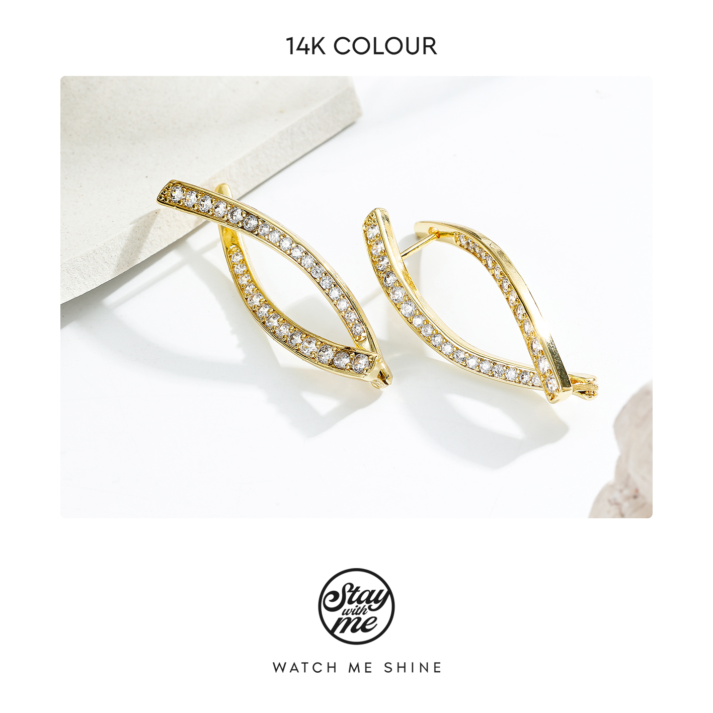 STAY WITH ME 铜合金合成锆石耳饰 小众设计P0529耳环