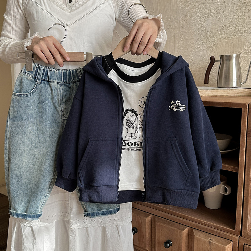 【多多】2025秋季外套湖州织里童装男女童韩版连帽针织开衫休闲