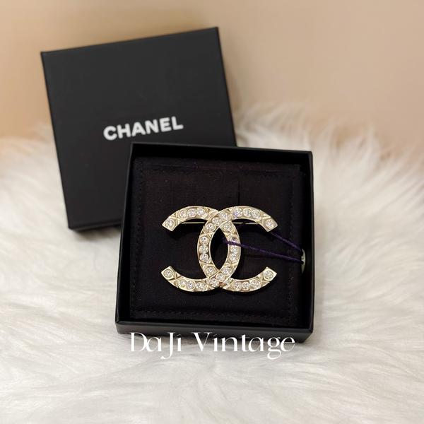 大吉中古/Chanel香奈儿25p金色双c满钻胸针