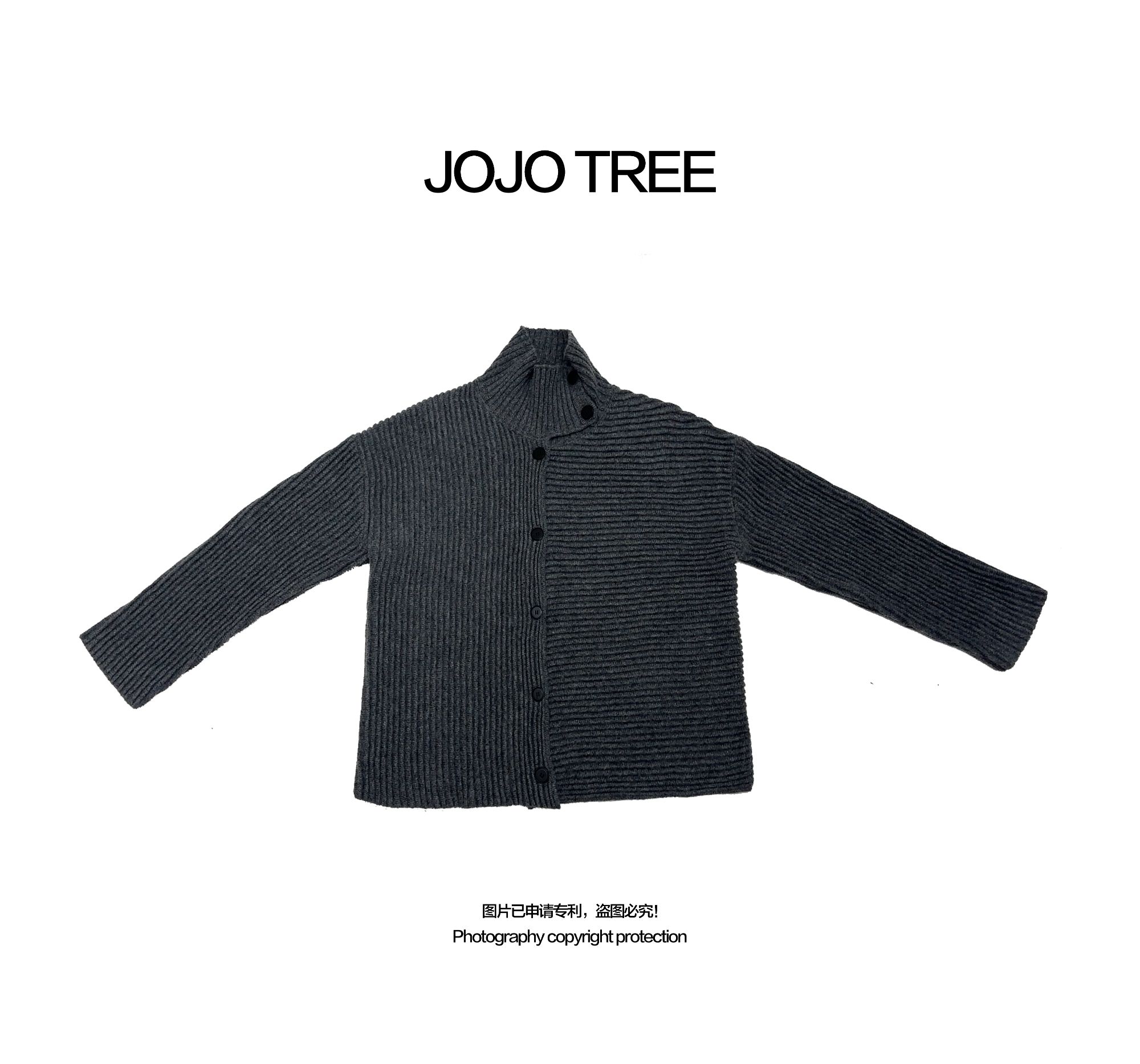 JOJOTREE粗纹排扣开衫