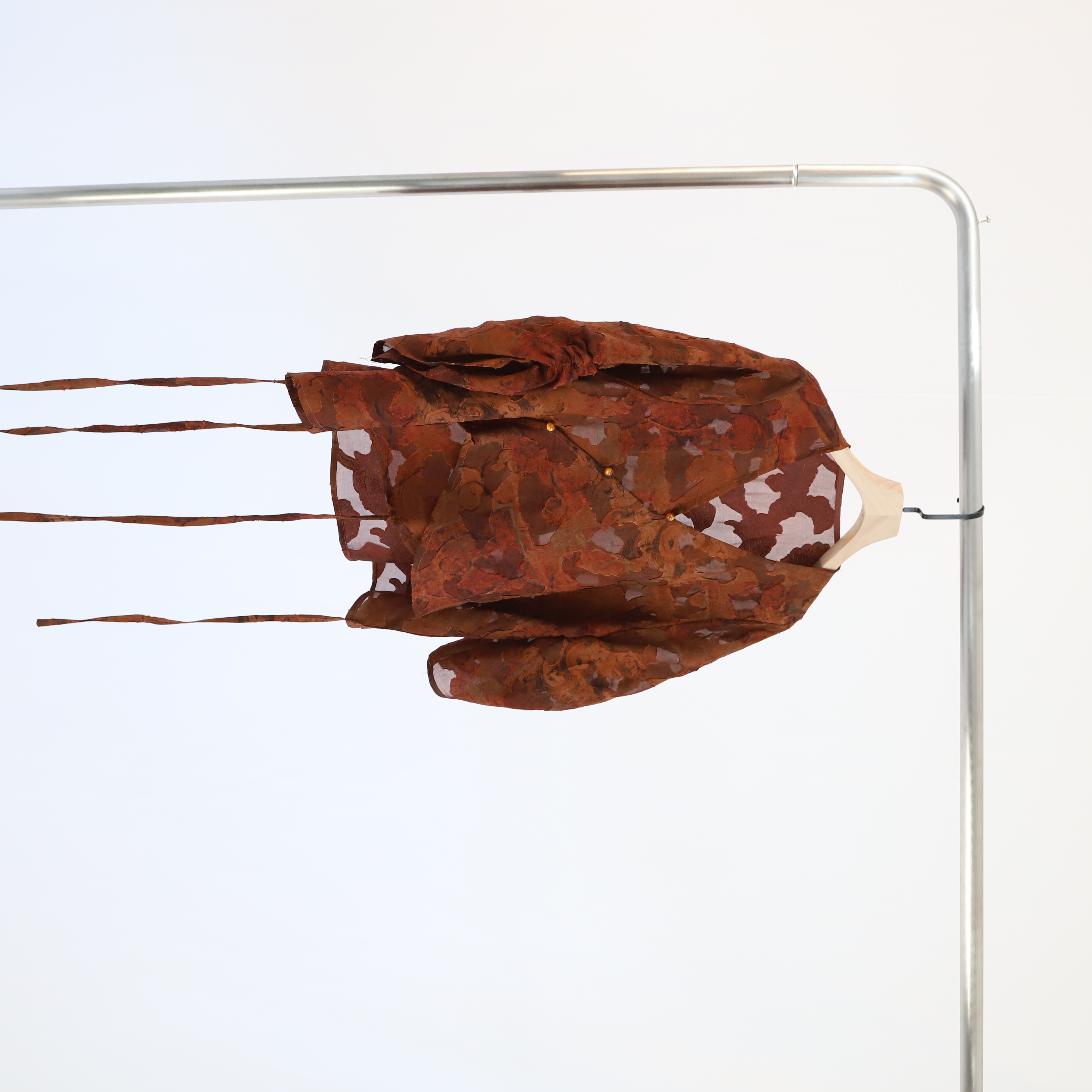 浔象丝绸剪花香云纱桑蚕丝飘带上衣