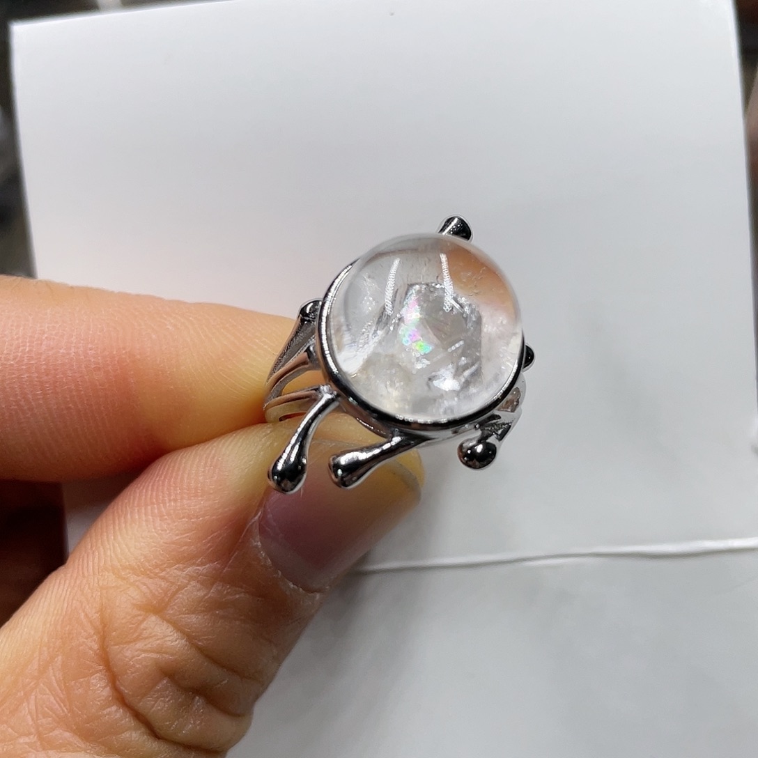 【闪购商品】水晶珠宝半成品银S925镶嵌戒指