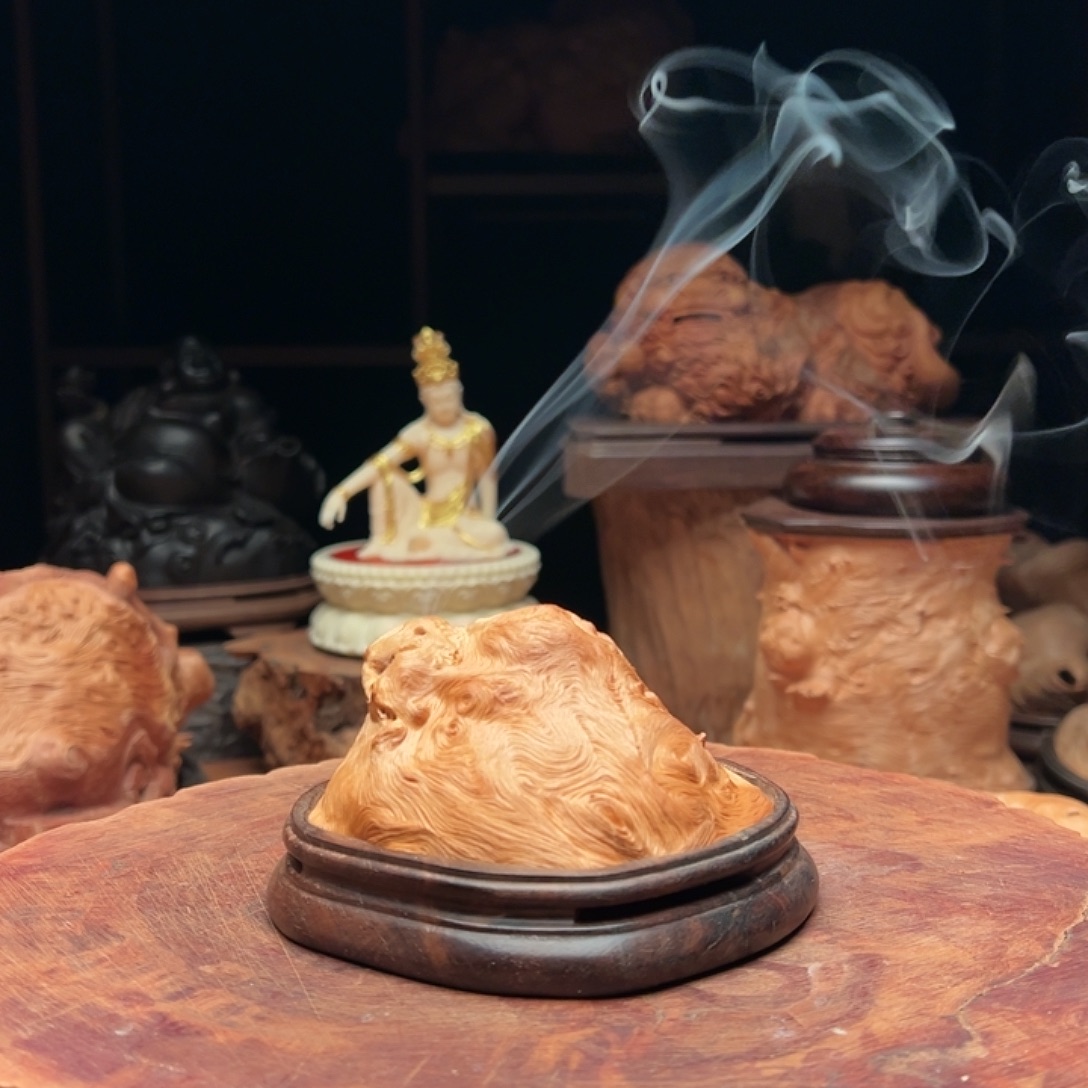 P***G荔枝木荔枝木随型香炉摆件139