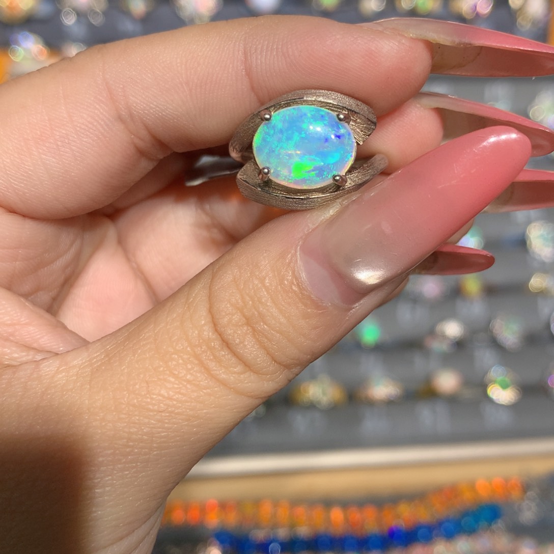 银S925镶嵌欧泊澳洲欧泊戒指l