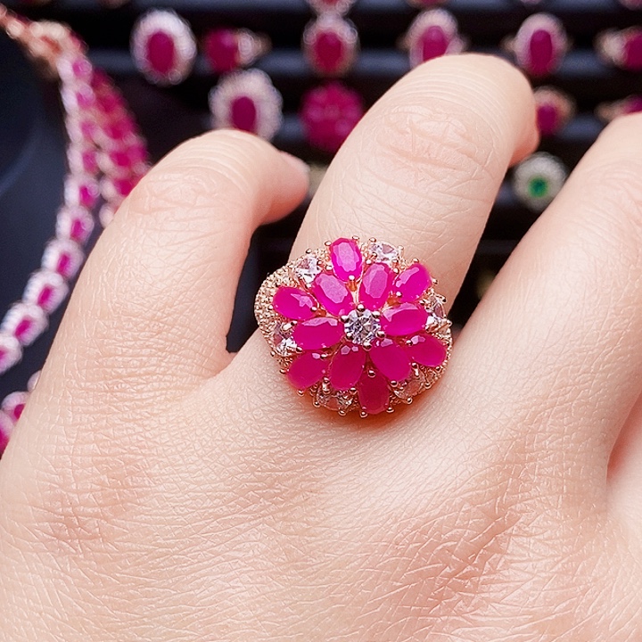 红宝石银S925镶嵌戒指