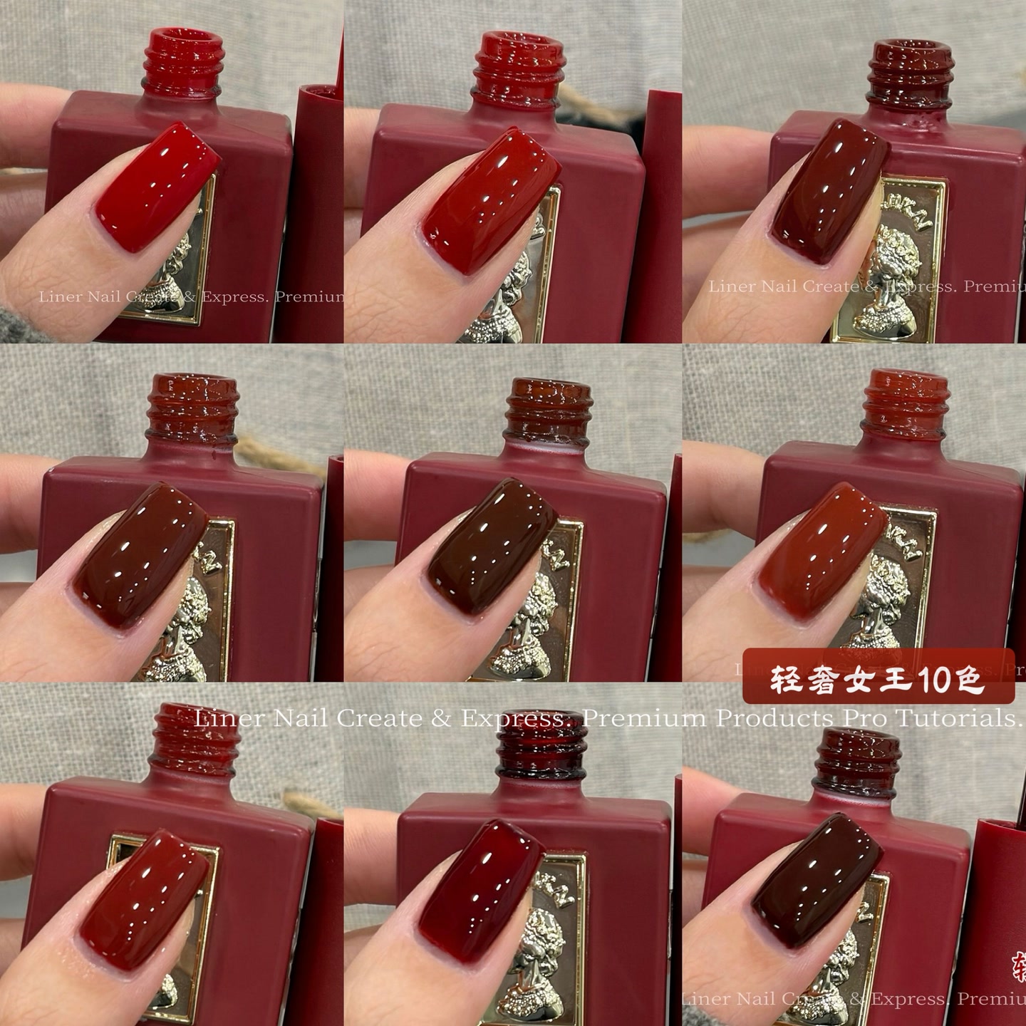 林洱美甲经典轻奢女王红10色小套胶气质显白红色系甲油胶送色板