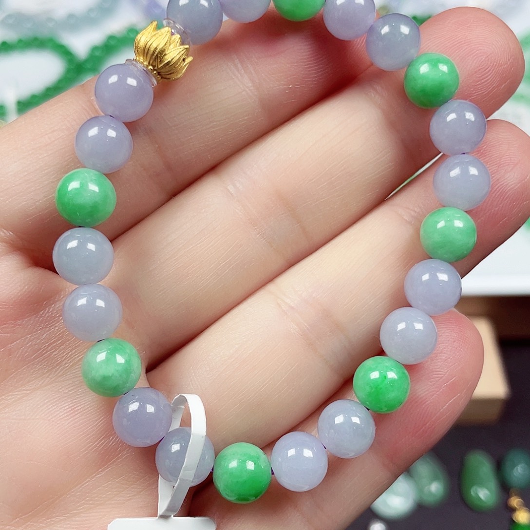 翡翠未镶嵌手链天然缅甸翡翠A卡7.6