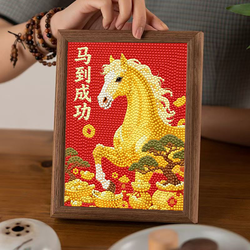 2026新款马到成功钻石画画带框手工diy点钻十字绣贴客厅装饰礼物