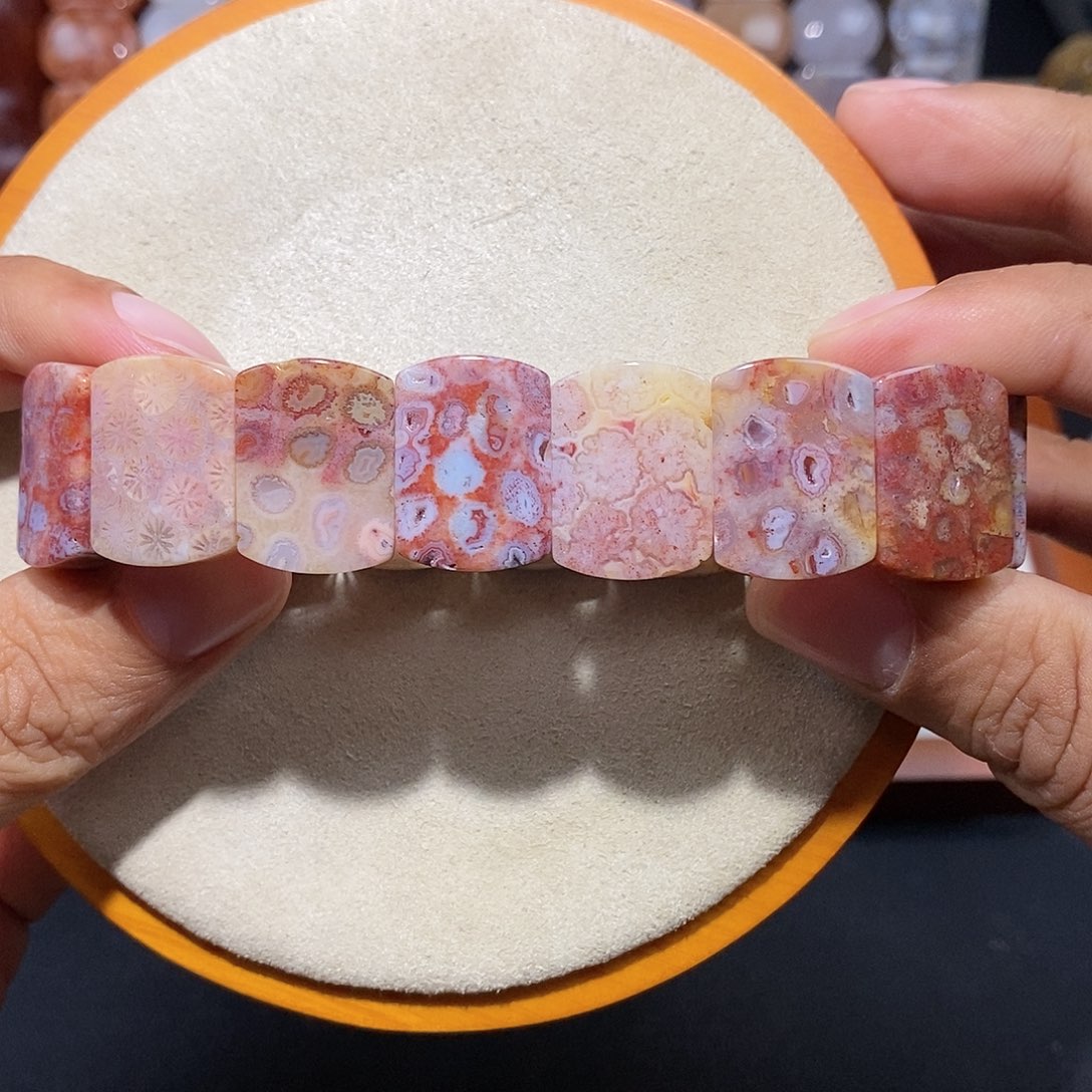 硅化珊瑚（珊瑚玉）手串未镶嵌紫冰43