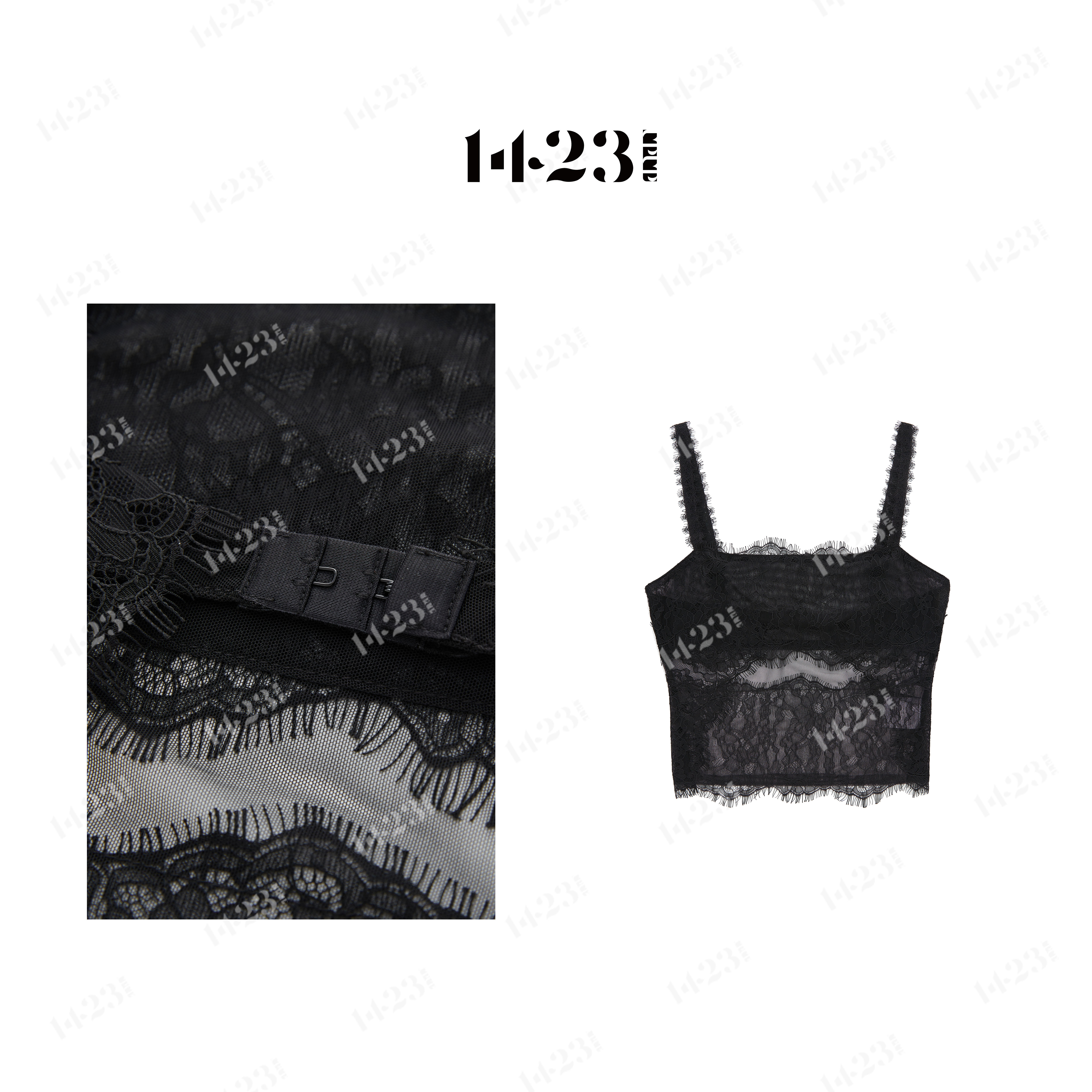 1423【歌剧魅影】高级感性感蕾丝透视感通勤显瘦吊带上衣女装