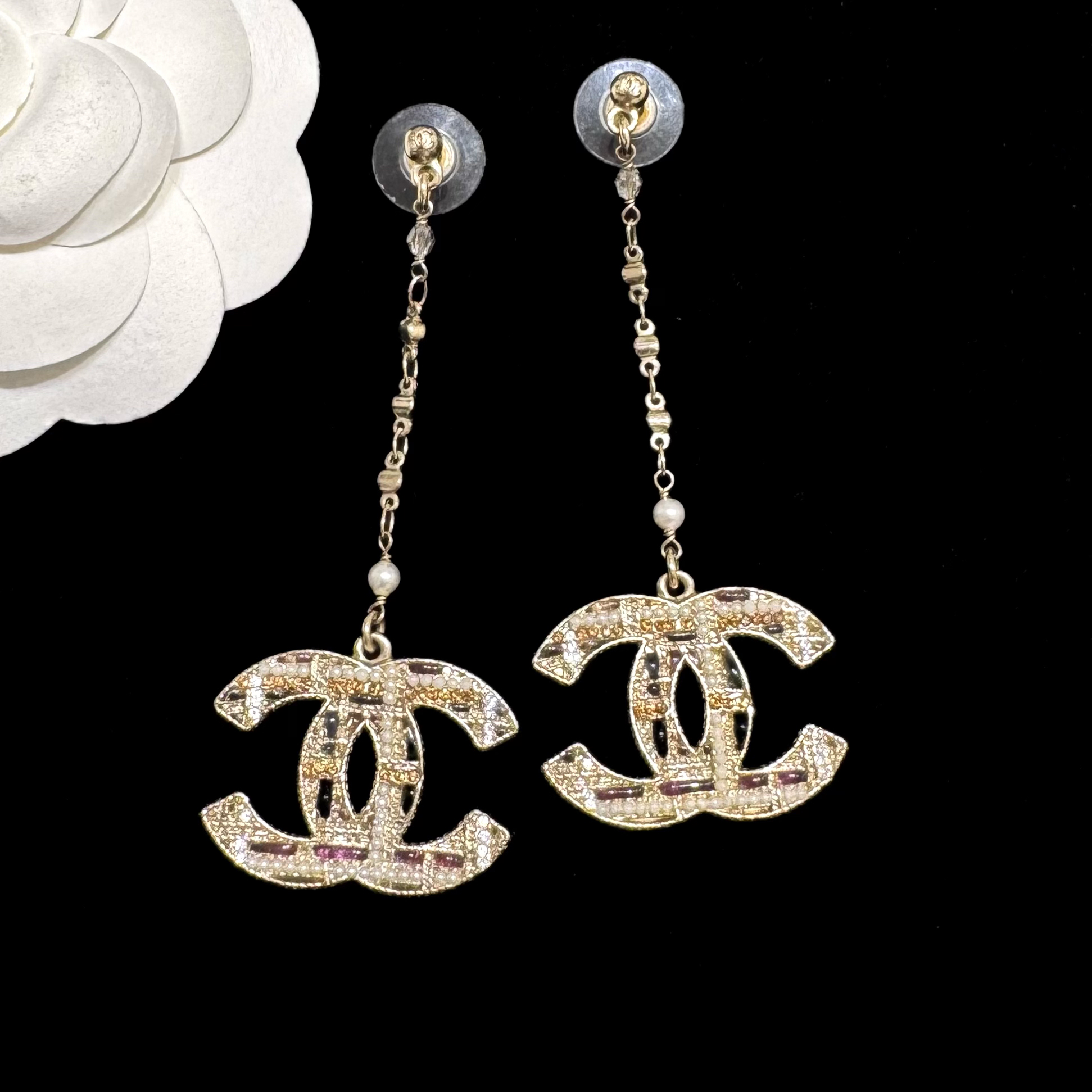 95新 Chanel/香奈儿 Chanel19s沙滩系列重工双c吊坠耳钉 30743065