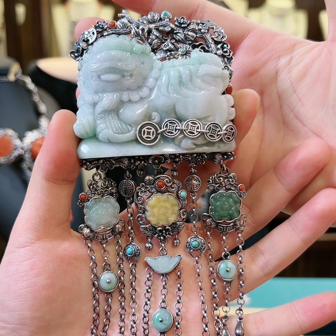 翡翠银S925镶嵌吊坠(不含链)吊坠