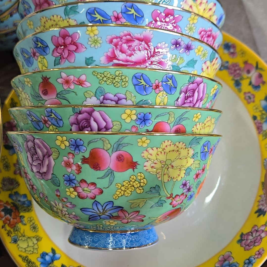 碗微瑕4.5寸6个珐琅彩万花66666666