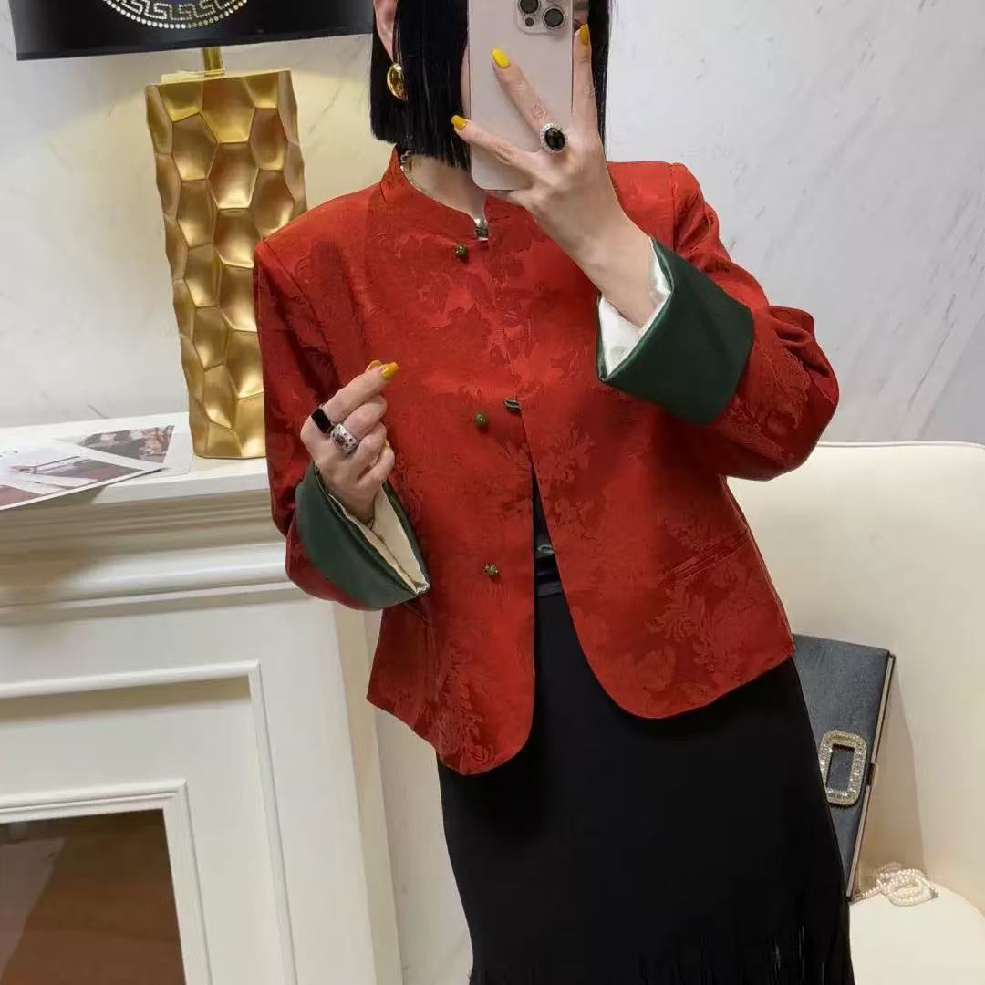 【古韵今风】春装新款洋气新中式提花短款外套2025A1166小净