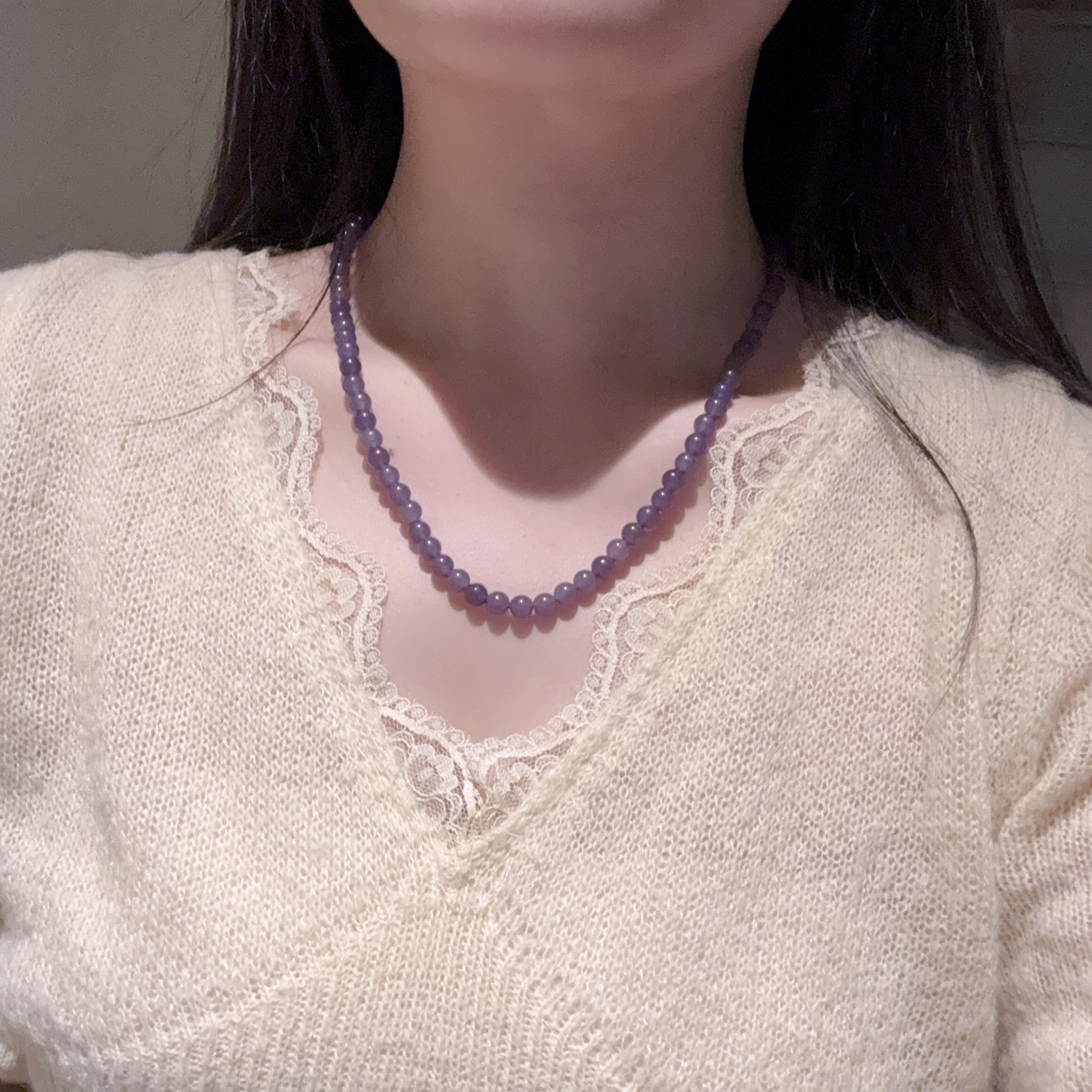 F322 烟紫色项链 尺寸6mm